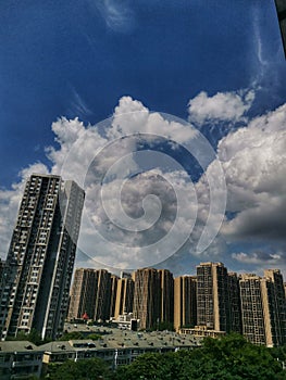 white clouds and blue sky