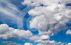 White clouds in blue sky natural background