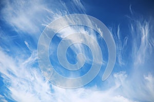 White clouds in a blue sky