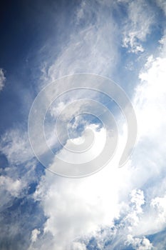 White clouds in a blue sky