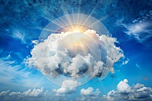 Ozone Layer Preservation concept with white clouds