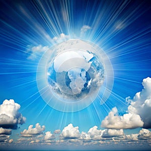 Ozone Layer Preservation concept with white clouds photo