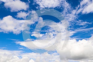 White clouds cumulus floating on blue sky for backgrounds concept photo