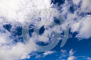 White clouds cumulus floating on blue sky for backgrounds concept photo