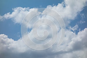 White clouds on light blue sky. Panorama view background or overlay elements for design projects