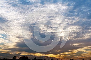 White clouds and orange sunset, gorgeous sunset sky