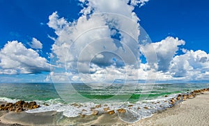 White clouds over Gulf of Mexico from Caspersen Beach in Venice Florida