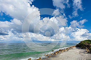 White clouds over Gulf of Mexico from Caspersen Beach in Venice Florida