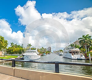 White clouds over Las Olas Isles in Fort Lauderdale photo