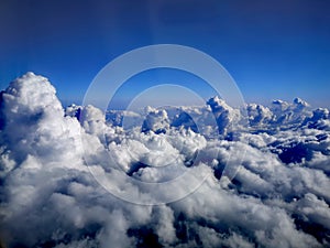 White clouds from plane window