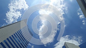 White clouds under blue sky on the warmest noon in Thailand