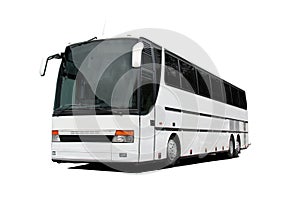 White Coach Bus Isolated over White