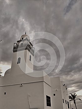 White Coastline Mosque and Cloudly Weather Jeddah Cornish Coastline, Jeddah, Saudi Arabia photo