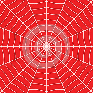 White Cobweb on Red background. Vector illustration