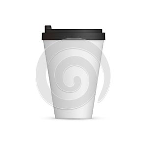 White Coffee Cap mock up. Empty mug template with space for logo or text. Vector illustration isolated on white background