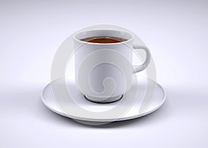 White coffee cup isolated on grey background