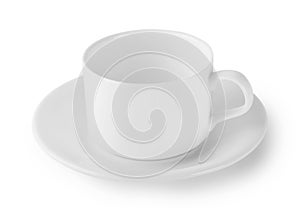 White coffee cup and saucer photo