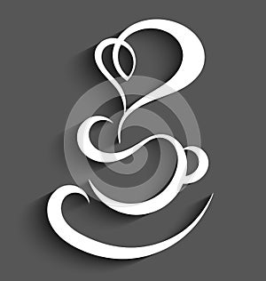 White coffee cup sign with long shadow