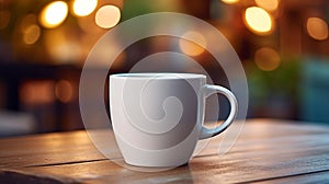 white coffee cup on table with blur background. generative AI