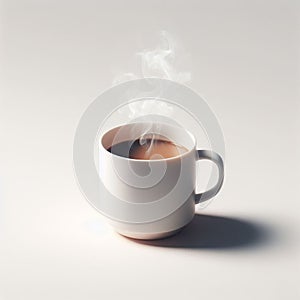 White coffee mug, isolated, white background, wih smoke photo