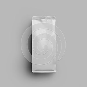 White coffee pouch gusset template, top view, doypack with degassing valve, pack isolated on background