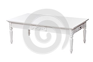 White coffee table with drawer, with clipping path