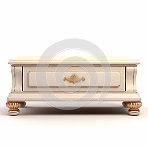 White Coffee Table With Gold Detail - Realistic Detail And Traditional Color Scheme photo