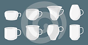 White coffee tea cup mockup empty icon set vector