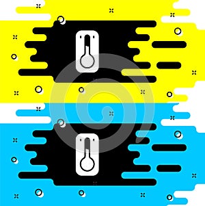 White Coffee thermometer icon isolated on black background. Vector