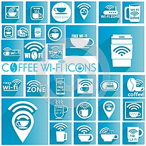 White coffee WIFI icons