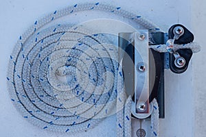 White coiled rope before sailing