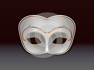 White colombina mask 3d realistic vector icon