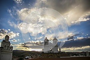 White colonial architecture in Sucre, Bolivia