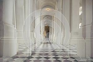 White colonnade in a church