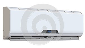 White color air conditioner machine. 3D render, isolated on white background.