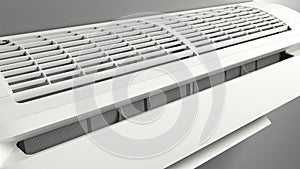 White color air conditioner machine 3d render on white