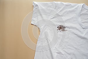 white color dirty shirt, showing making stain