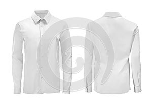 White color formal shirt with button down collar isolated on white photo