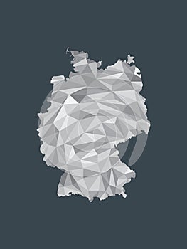 White color Germany low poly vector map with geometric shapes or triangles on black background illustration