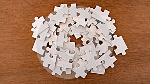 The white color jigsaw on the floor. concept of missing and key success