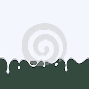 White color paint flowing. Liquid splash background. Green art board vector illustration.