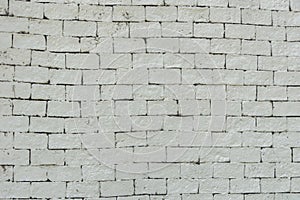 White color painted brick wall texture.