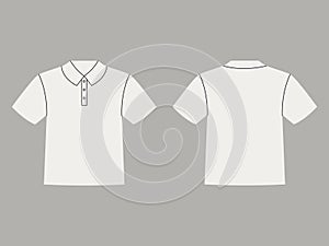 white color polo shirt front and back view clothes with buttons and short sleeve garment casual fashion stylish