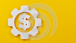White-colored gear icon and dollar symbol.