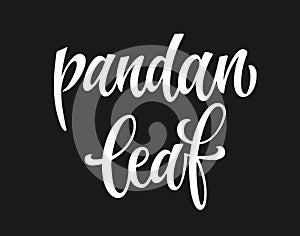 White colored hand drawn spice label - Pandan leaf.