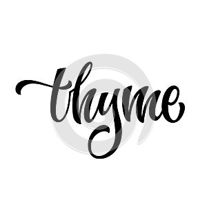 White colored hand drawn spice label - Thyme.