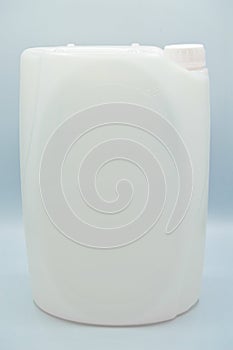 White colored plastic detergent bottle. Cosmetic, container. Bottles, dirty.