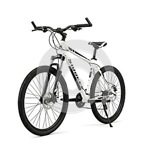 White colored stylish bicycle isolated against a plain white backdrop