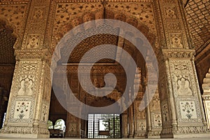 White columns of Khas Mahal palace in Delhi city photo