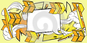 White Comic book speech bubble with yellow Comics abstract arrow Symbols.